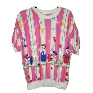 Vintage 80s Another Name Panda Window Washers Short Sleeve Sweatshirt Sz Large